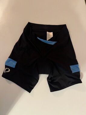 Black Cycling Shorts with Blue Accents